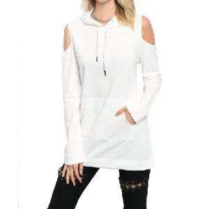 NEW VERY J cold shoulder hoodie in off white